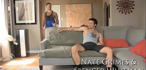  Spencer throws Nate&039;s legs up & plows his cock back into Nate